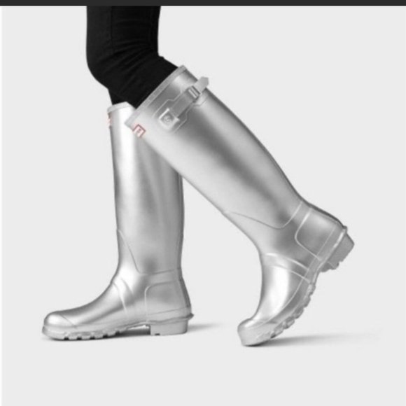 silver glitter hunter boots